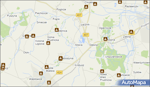 mapa Mokra gmina Biała, Mokra gmina Biała na mapie Targeo