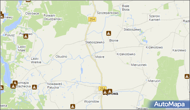 mapa Mokre gmina Dąbrowa, Mokre gmina Dąbrowa na mapie Targeo