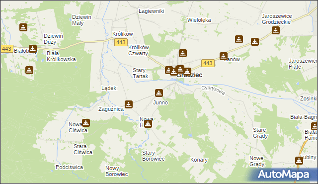 mapa Mokre gmina Grodziec, Mokre gmina Grodziec na mapie Targeo