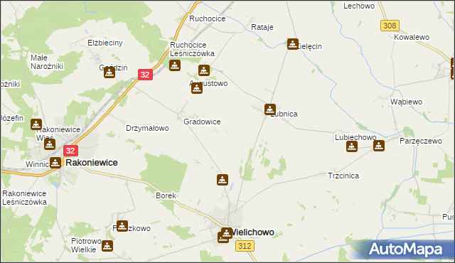 mapa Mokrzec gmina Wielichowo, Mokrzec gmina Wielichowo na mapie Targeo