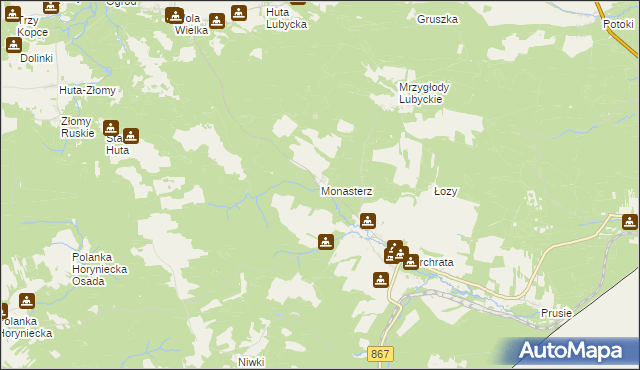 mapa Monasterz, Monasterz na mapie Targeo