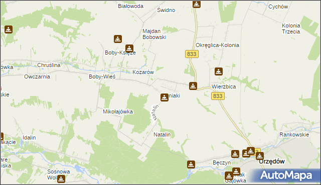 mapa Moniaki, Moniaki na mapie Targeo