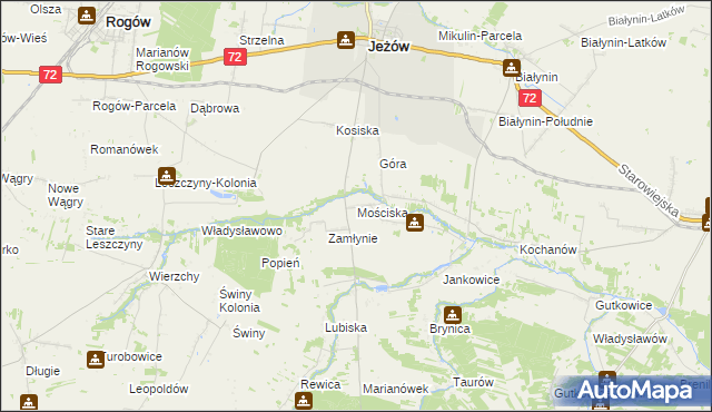 mapa Mościska gmina Jeżów, Mościska gmina Jeżów na mapie Targeo