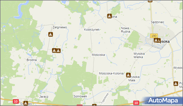 mapa Mościska gmina Wysoka, Mościska gmina Wysoka na mapie Targeo