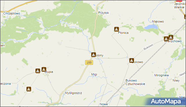 mapa Mosiny, Mosiny na mapie Targeo