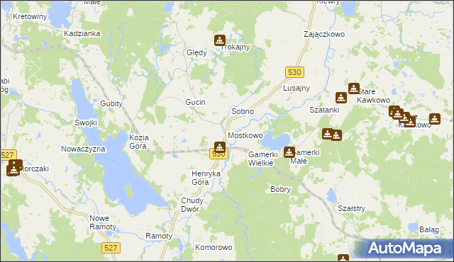 mapa Mostkowo gmina Łukta, Mostkowo gmina Łukta na mapie Targeo