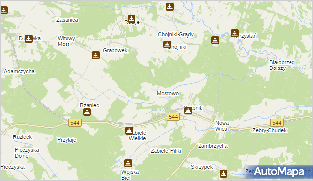 mapa Mostowo gmina Olszewo-Borki, Mostowo gmina Olszewo-Borki na mapie Targeo