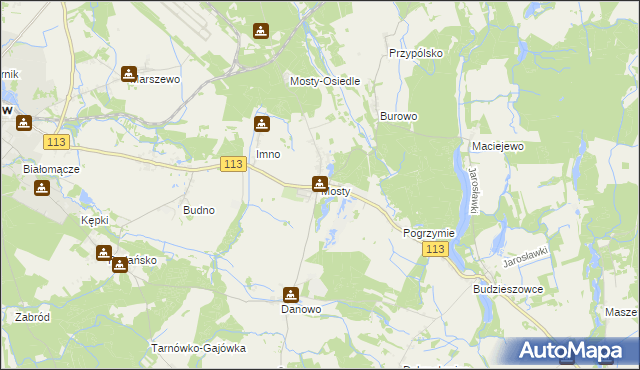 mapa Mosty gmina Goleniów, Mosty gmina Goleniów na mapie Targeo