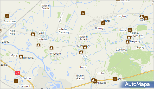 mapa Moszczany, Moszczany na mapie Targeo