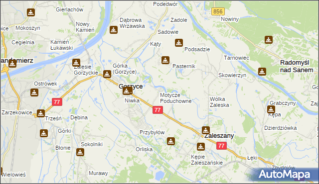 mapa Motycze Poduchowne, Motycze Poduchowne na mapie Targeo