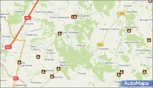 mapa Motyka, Motyka na mapie Targeo