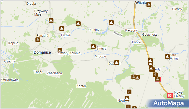mapa Mroczki gmina Wiśniew, Mroczki gmina Wiśniew na mapie Targeo