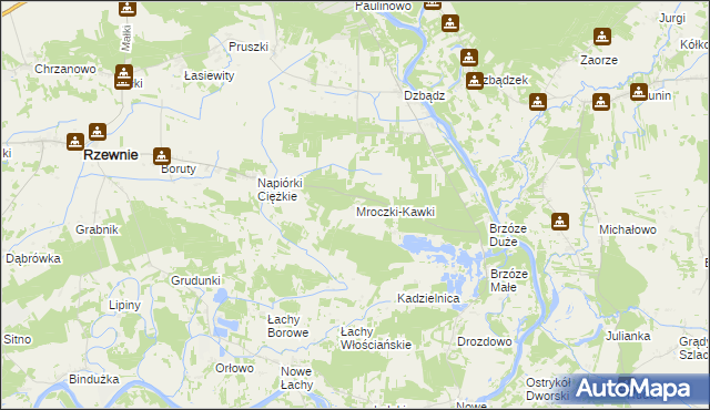 mapa Mroczki-Kawki, Mroczki-Kawki na mapie Targeo