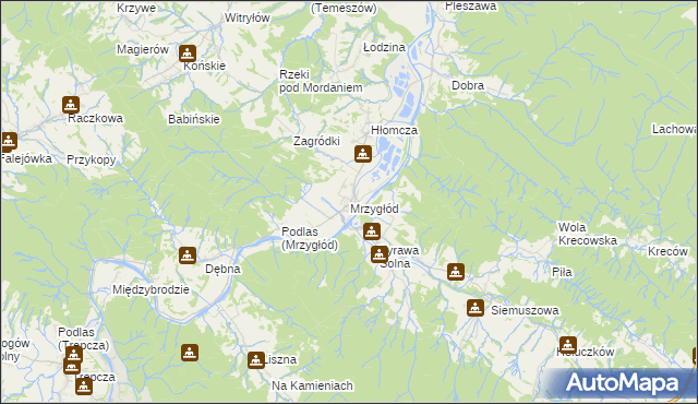 mapa Mrzygłód gmina Sanok, Mrzygłód gmina Sanok na mapie Targeo