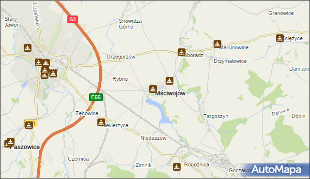 mapa Mściwojów, Mściwojów na mapie Targeo