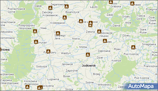 mapa Mstów gmina Jodłownik, Mstów gmina Jodłownik na mapie Targeo