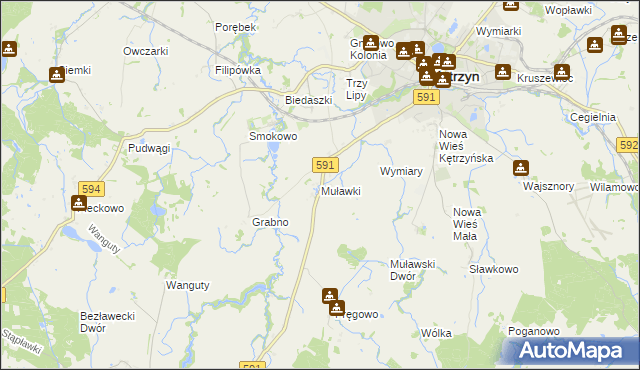 mapa Muławki, Muławki na mapie Targeo