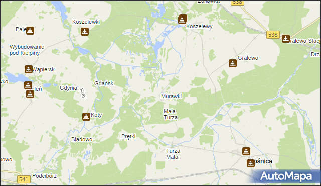 mapa Murawki, Murawki na mapie Targeo