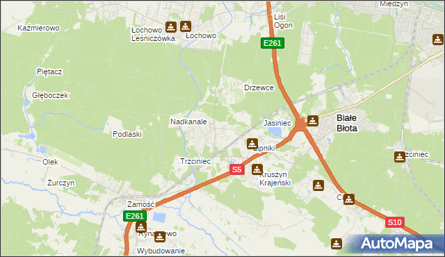 mapa Murowaniec gmina Białe Błota, Murowaniec gmina Białe Błota na mapie Targeo