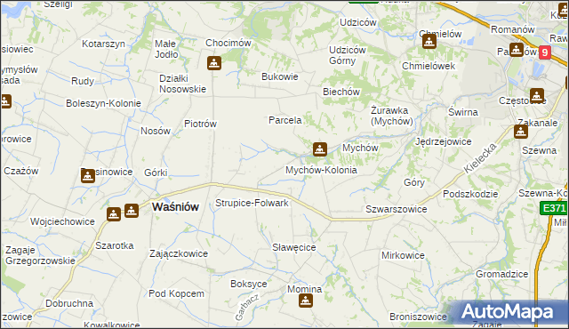 mapa Mychów-Kolonia, Mychów-Kolonia na mapie Targeo