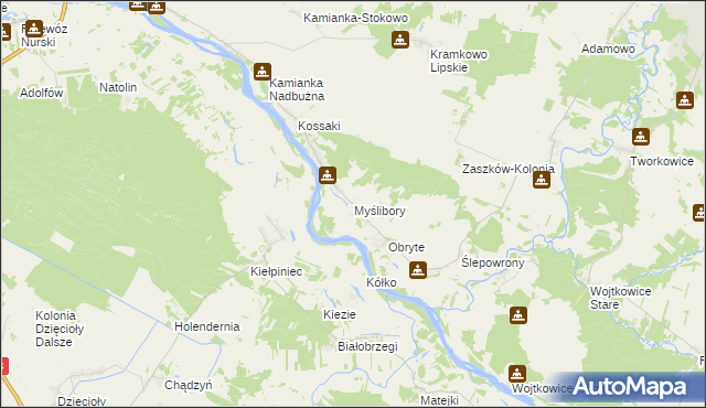 mapa Myślibory, Myślibory na mapie Targeo