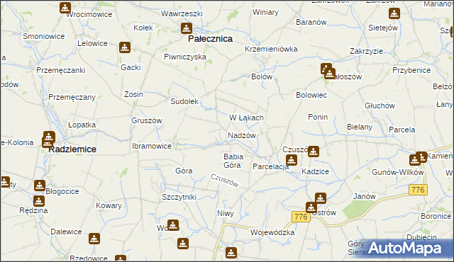 mapa Nadzów, Nadzów na mapie Targeo