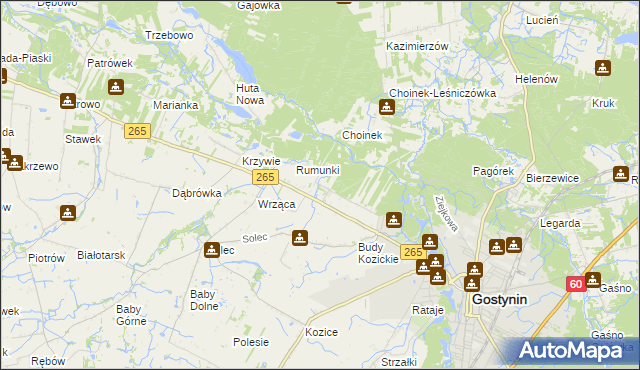 mapa Nagodów gmina Gostynin, Nagodów gmina Gostynin na mapie Targeo