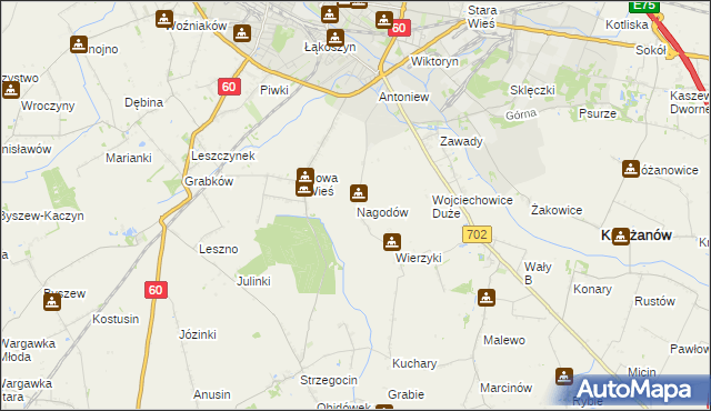 mapa Nagodów gmina Kutno, Nagodów gmina Kutno na mapie Targeo