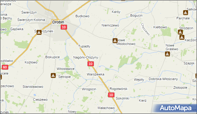 mapa Nagórki Dobrskie, Nagórki Dobrskie na mapie Targeo
