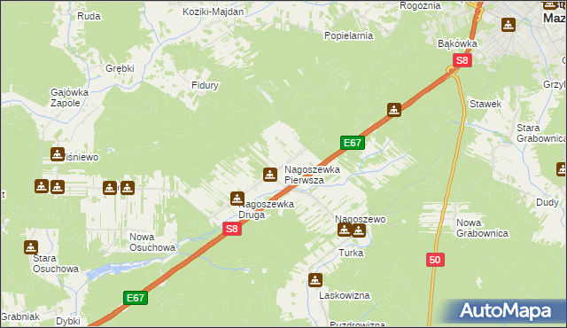 mapa Nagoszewka Pierwsza, Nagoszewka Pierwsza na mapie Targeo