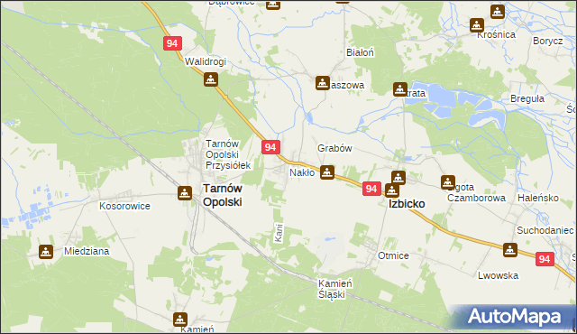 mapa Nakło gmina Tarnów Opolski, Nakło gmina Tarnów Opolski na mapie Targeo