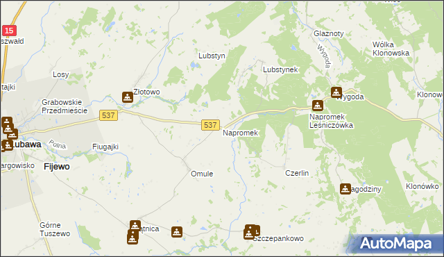 mapa Napromek, Napromek na mapie Targeo