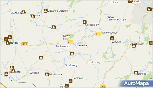 mapa Nasiedle, Nasiedle na mapie Targeo