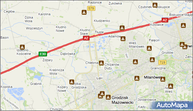 mapa Natolin gmina Grodzisk Mazowiecki, Natolin gmina Grodzisk Mazowiecki na mapie Targeo
