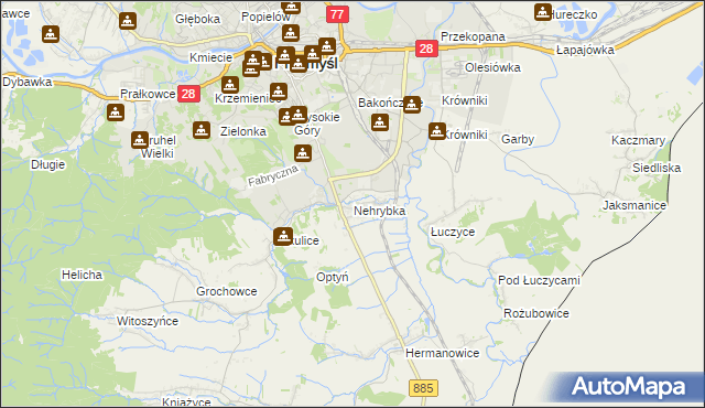 mapa Nehrybka, Nehrybka na mapie Targeo