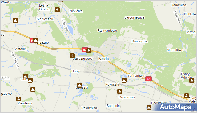 mapa Nekla powiat wrzesiński, Nekla powiat wrzesiński na mapie Targeo