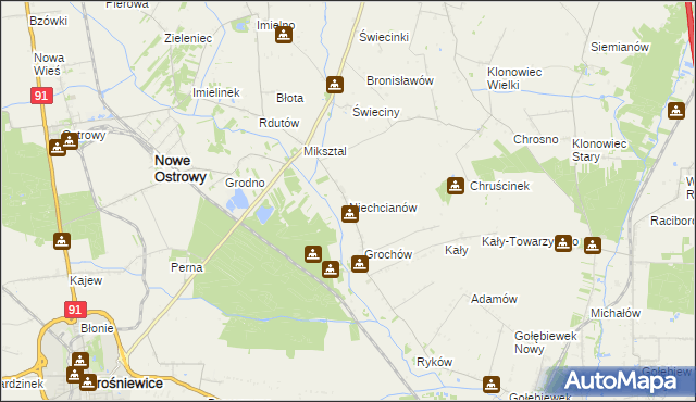 mapa Niechcianów, Niechcianów na mapie Targeo