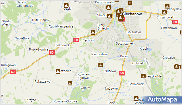 mapa Niechodzin, Niechodzin na mapie Targeo