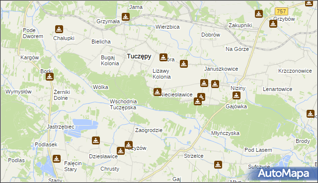 mapa Nieciesławice, Nieciesławice na mapie Targeo