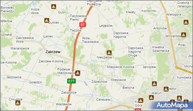 mapa Nieczatów, Nieczatów na mapie Targeo