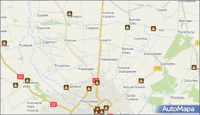 mapa Niedźwiady gmina Żelazków, Niedźwiady gmina Żelazków na mapie Targeo