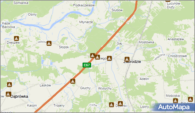 mapa Niegów, Niegów na mapie Targeo