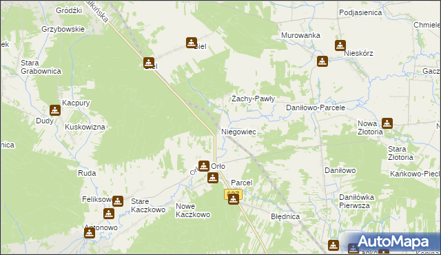 mapa Niegowiec, Niegowiec na mapie Targeo