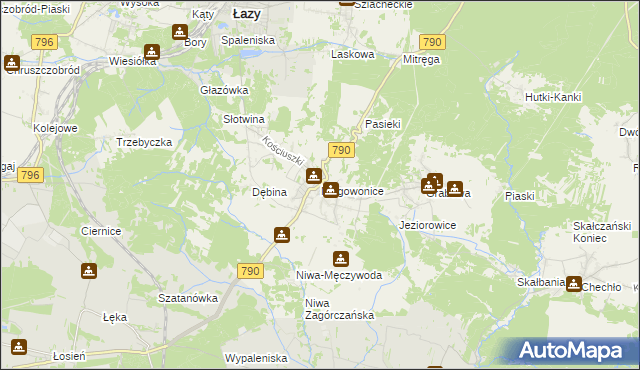 mapa Niegowonice, Niegowonice na mapie Targeo