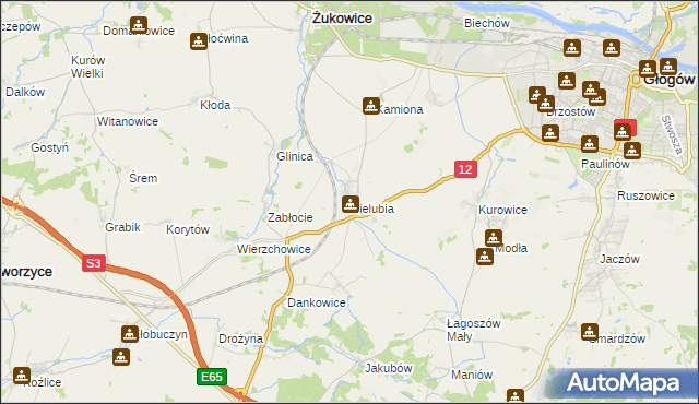 mapa Nielubia, Nielubia na mapie Targeo