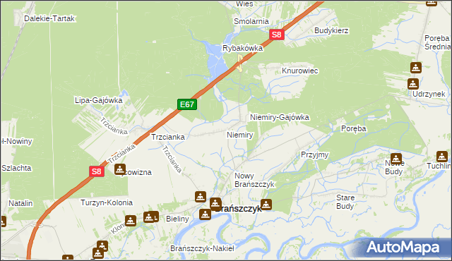 mapa Niemiry gmina Brańszczyk, Niemiry gmina Brańszczyk na mapie Targeo