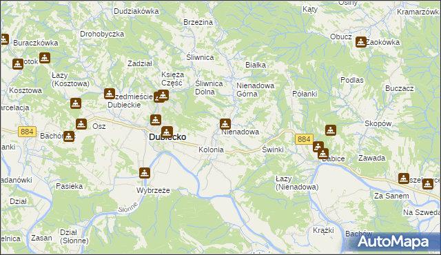 mapa Nienadowa, Nienadowa na mapie Targeo