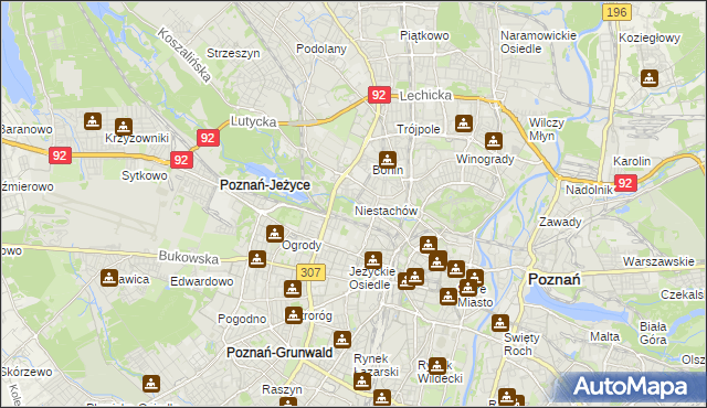 mapa Niestachów gmina Poznań, Niestachów gmina Poznań na mapie Targeo