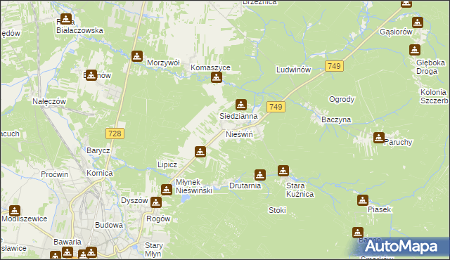 mapa Nieświń, Nieświń na mapie Targeo