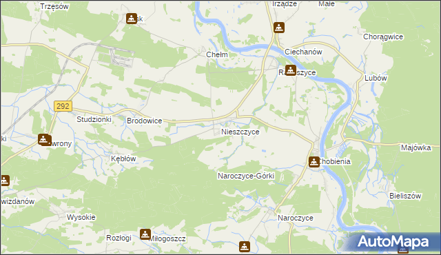 mapa Nieszczyce, Nieszczyce na mapie Targeo